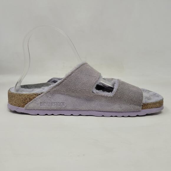 Birkenstock Sandals Mens EU41 US8 Arizona Shearling Suede Leather Purple Fog - Picture 5 of 10